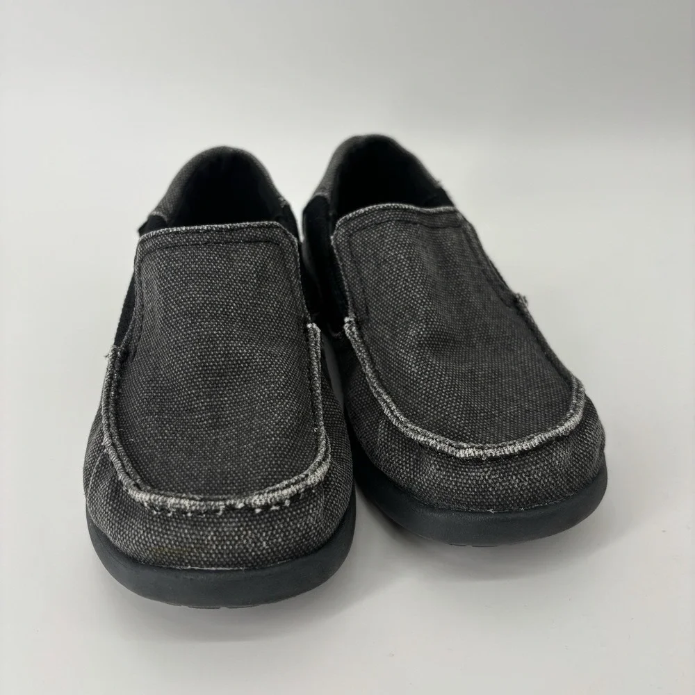 Crocs Gray Santa Cruz Canvas Loafers Size C 12 Little Kid Black‎ Gray Slip On
